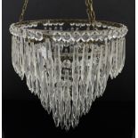 Three cut glass basket chandeliers, Diameter 35cm (3)