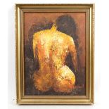 Leo Barton. seated nude, oil on board, 40cm x 30cm