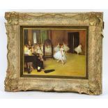 After Degas oleograph on canvas, the ballet lesson, numbered verso 2497, 18cm x 26cm