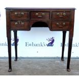 19th century mahogany lowboy with five short drawers on pad feet. 85W x 52D x 81H cm