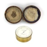 J H Steward Ltd pocket surveying aneroid barometer, within leather fitted case, 6.7cm diameter