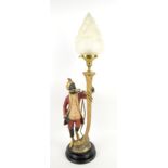 Blackamoor type table lamp signed Harmon 97