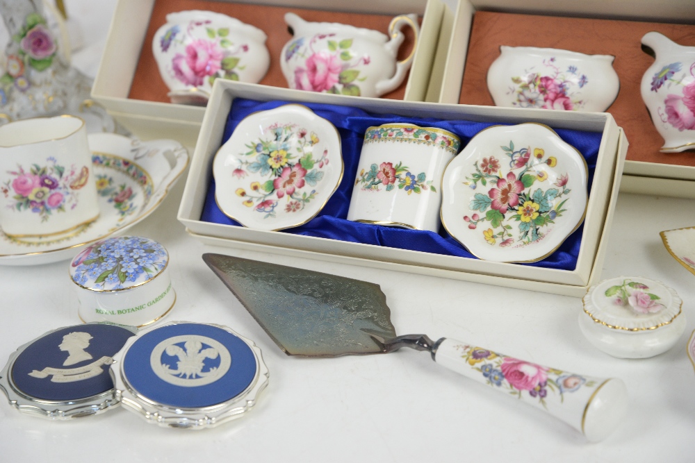 Coalport card holders (boxed), 3 Coalport boxed sets of sugar bowl and cream jug, 2 stratton - Image 8 of 9