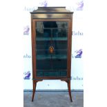 Early 20th century mahogany astragal glazed display cabinet with marquetry inlaid decoration on
