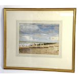 AMENDED DESCRIPTION In the manner of Albert Ernest Bottomley, beach scene of Rhyl, watercolour,