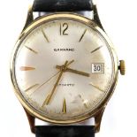 Garrard, gentleman's gold wristwatch, the signed dial with baton hour markers, date at three, gold