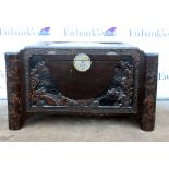 Oriental carved hardwood chest 102W x 55D x 62H cm