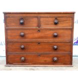 Late 19th century mahogany top section of a chest-on-chest of two short over three long drawers. 79H