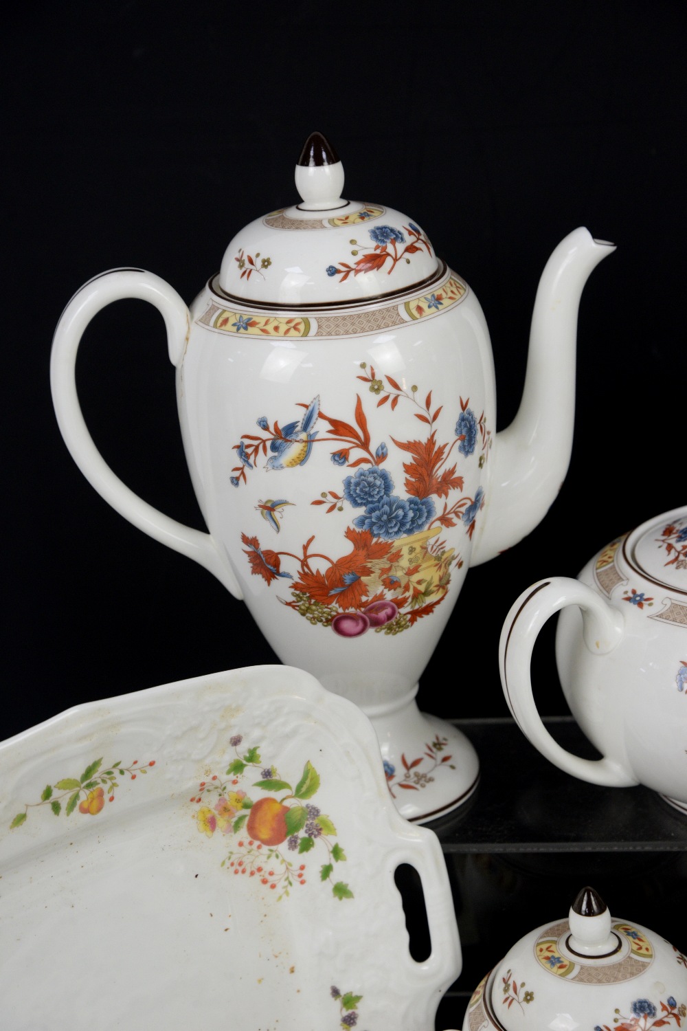 Coalport Pageant tea for 2 including cake stand, Coalport Wenlock Fruit teacups and saucers and - Image 9 of 16