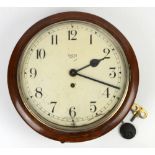 20th century Smiths mahogany wall clock, single train movement, the painted dial with Arabic