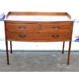 20th century mahogany bow fronted sideboard with two short above one long drawer on tapered