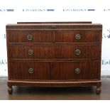 20th century mahogany bow fronted chest of two short over two long graduated drawers on fluted