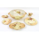 Royal Worcester blush ivory collection of items including late 19th century footed bowl with