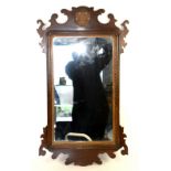 George III style mahogany fretwork mirror, 85 x 49cm