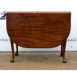 20th century mahogany Pembroke table, cabriole legs and pad feet. 92H x 76Wx 49D cm
