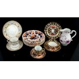 Late 18th century Meissen style Indianische Blumen decorated jug, Royal Crown Derby Imari teacup,