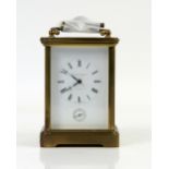 REVISED CONDITION REPORT Brass carriage clock by Matthew Norman, the enamel dial with Roman numerals