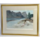 After William Russell Flint, three prints to include semi naked woman on a beach 38cm x 56cm one