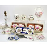 Coalport card holders (boxed), 3 Coalport boxed sets of sugar bowl and cream jug, 2 stratton