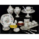 Quantity of Aynsley Pembroke coffee cans, teacups, cake stand and knives etc.