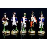 Capodimonte Military figurines including Hornist, LaFayette and Husar (5 in lot)