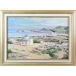 20th century Continental school, view of a town with sea to background, oil on canvas, signed Chalbi