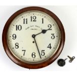 20th century mahogany wall clock, the painted dial signed 'Anglo-Swiss Watch Co. Challenge', with