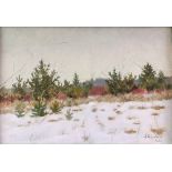 20th century Russian school, Winter landscape, oil on board, signed and dated 61 lower right, 19 x