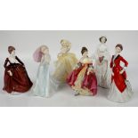 5 Coalport ladies to include 'Sue', 'Alice' and 'Ladies of Fashion L'Ombrelle' and a Royal