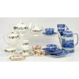 Qty of blue and white transferware and a Wedgwood Summer Garland tea service including teapot and