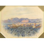 Thomas Allom (1804-1872) Cannes Jan 67, watercolour, signed on the back of the frame, 14cm x 20cm