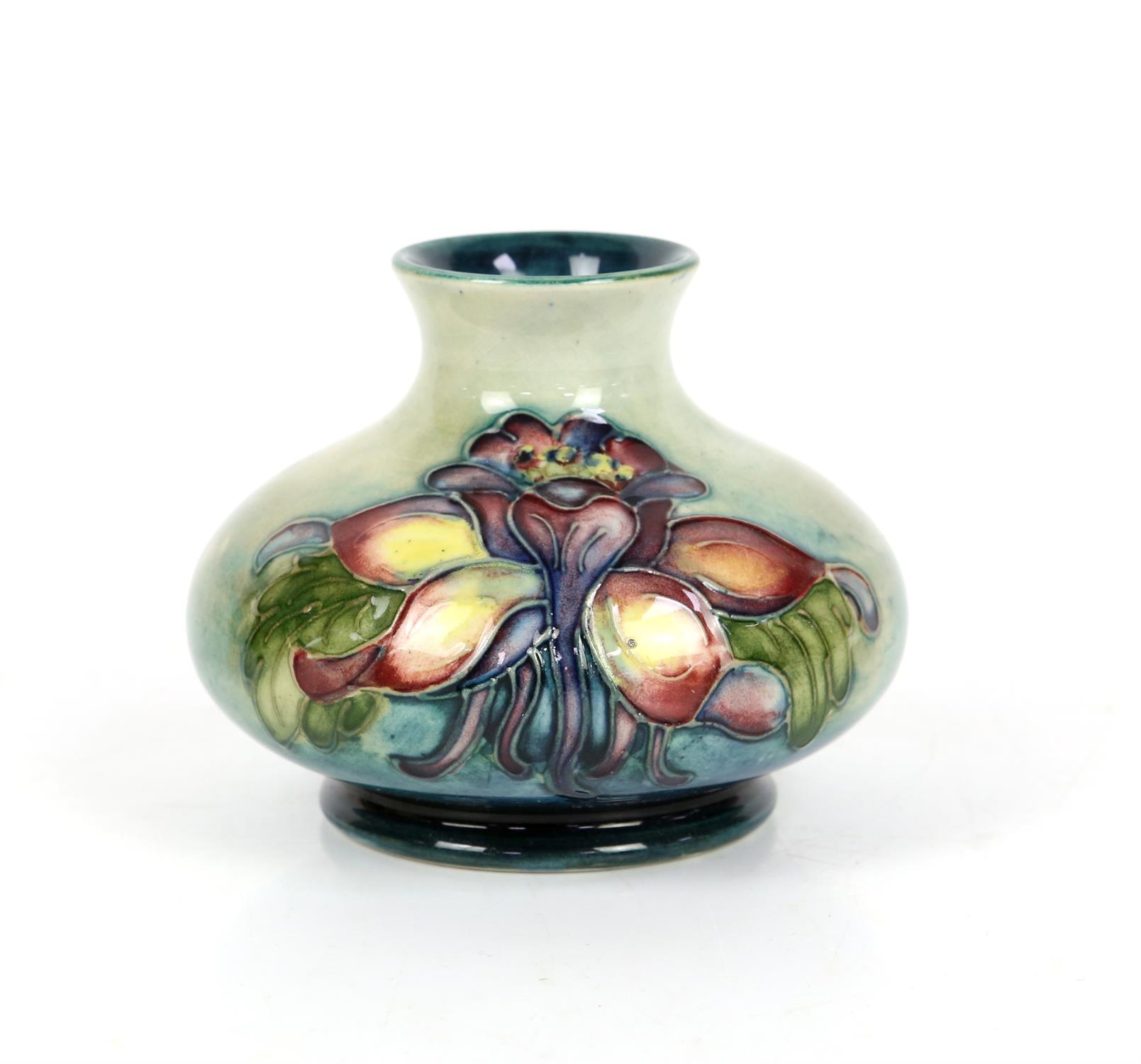 Moorcroft unusual brown flambe lustre glaze anemone jug, h20cm, and solifleur vase with orchid - Image 16 of 26