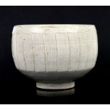 David Leach (British 1911-2005) , studio pottery footed bowl in white with fluted sides,