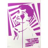 Pure Evil (b.1968), Audrey Hepburn, 'Take it from the Champs, Graffiti is for Chumps', screenprint,