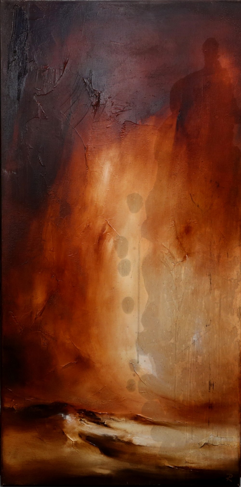 Contemporary British school, 'Burning Shimmer I' and 'Burning Shimmer II', pair of oil on canvases, - Image 4 of 20