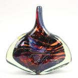 Mdina fish vase in mottled brown and purple, signed and dated 1978 to base including the artist