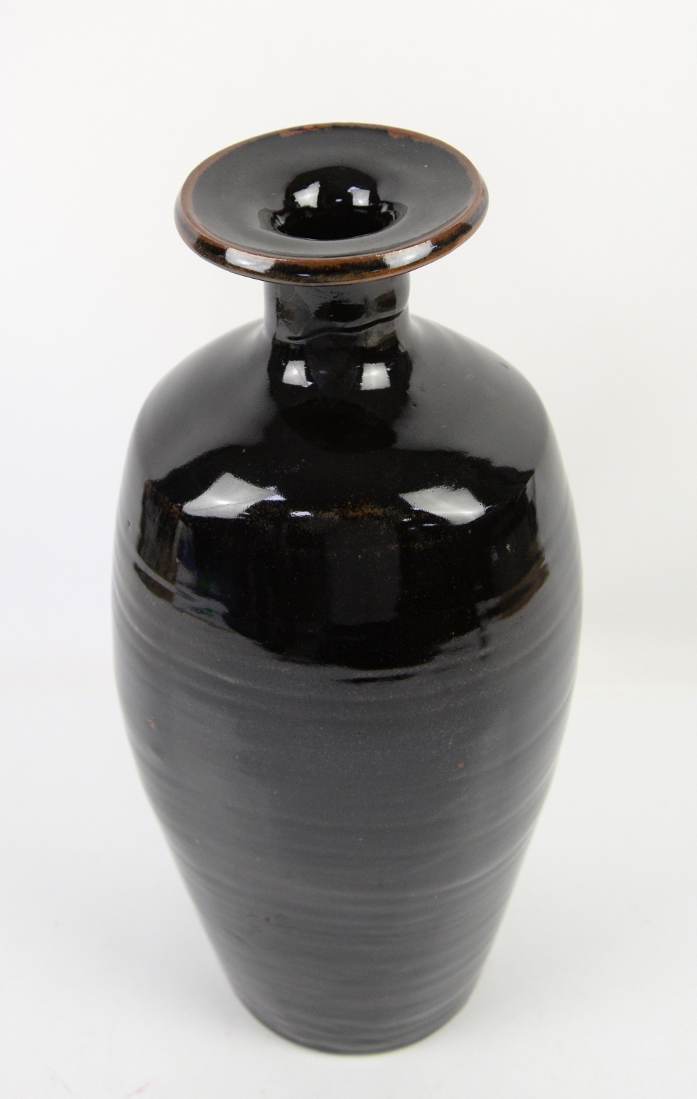 David Leach (British 1911-2005), brown tenmoku glaze studio pottery vase of baluster form with - Image 2 of 6