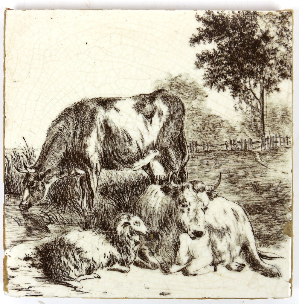 William Wise (1847-1889) for Minton China Works, set of six tiles depicting cattle, - Image 23 of 26