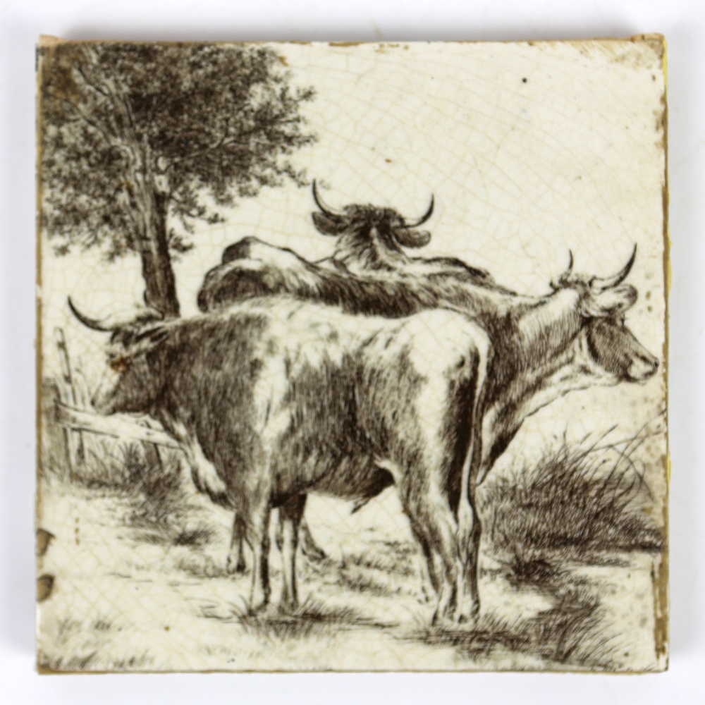 William Wise (1847-1889) for Minton China Works, set of six tiles depicting cattle, - Image 24 of 26