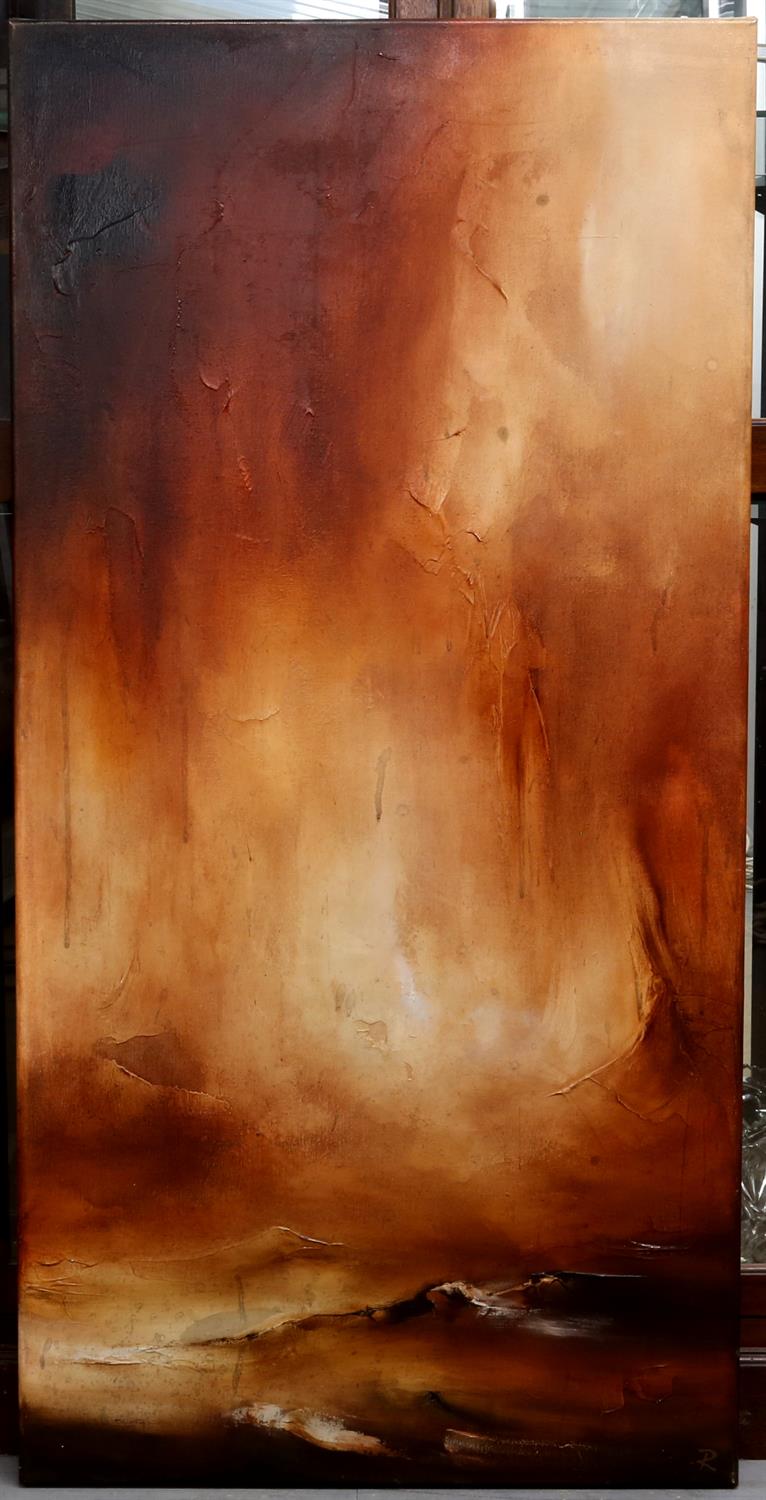 Contemporary British school, 'Burning Shimmer I' and 'Burning Shimmer II', pair of oil on canvases, - Image 13 of 20