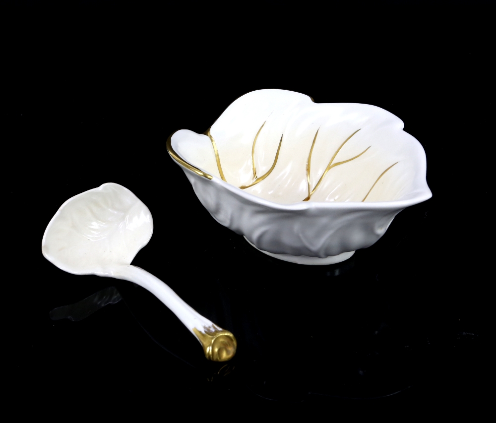 Four Carlton Ware leaf dishes with gilt on cream ground with three spoons - Image 16 of 20