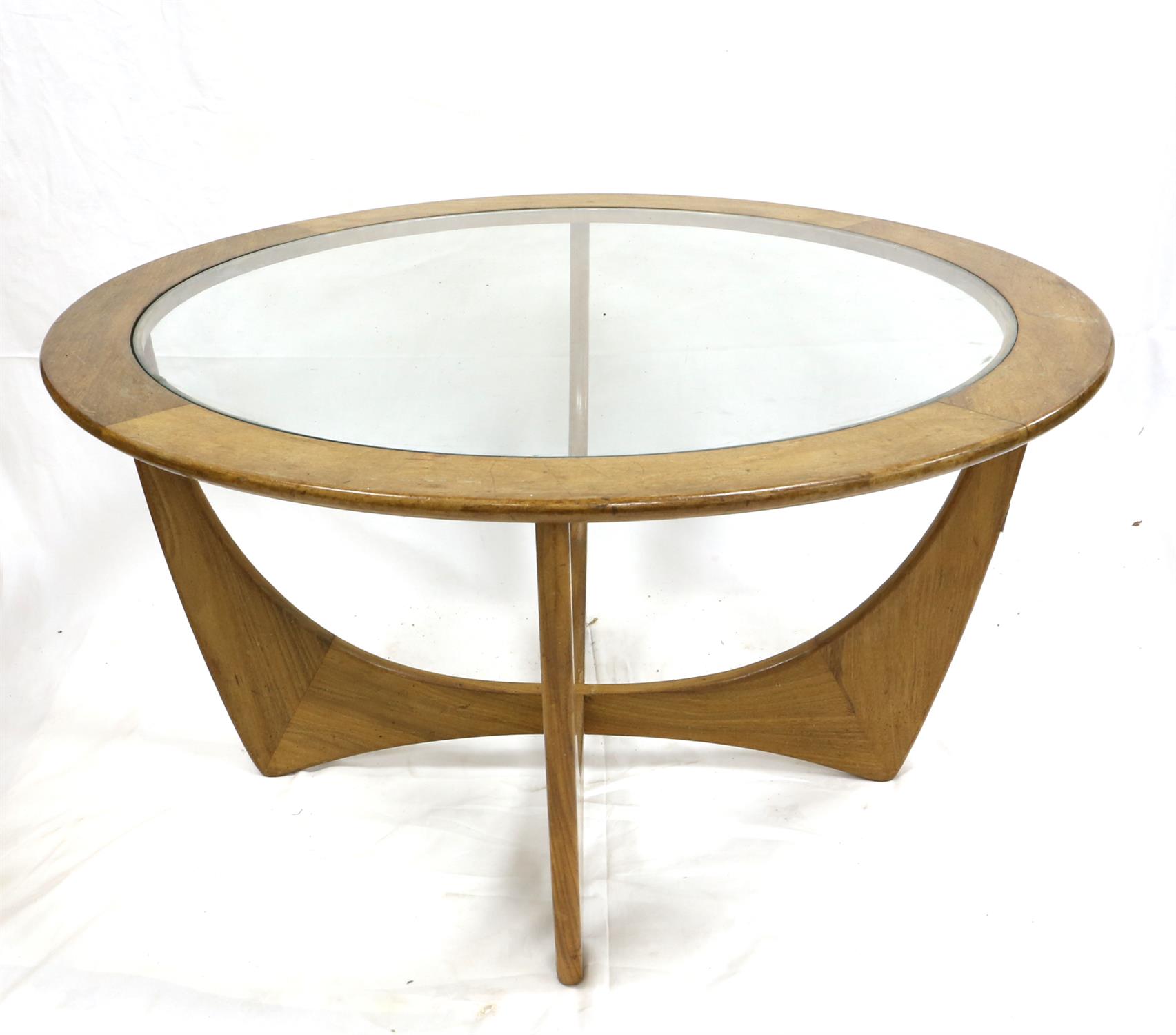 G-Plan 'Astro' coffee table, inset glass top on X-framed base, bearing 'G-Plan' label, - Image 4 of 4