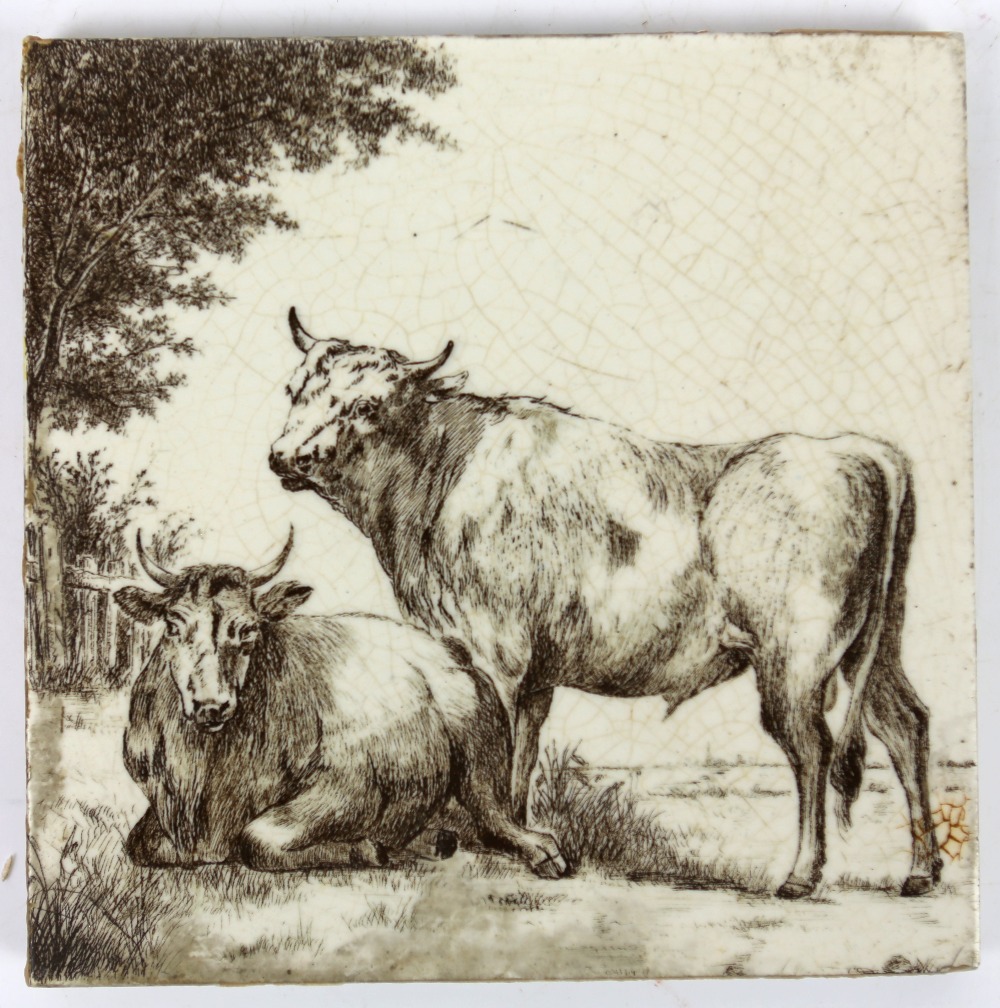 William Wise (1847-1889) for Minton China Works, set of six tiles depicting cattle, - Image 20 of 26