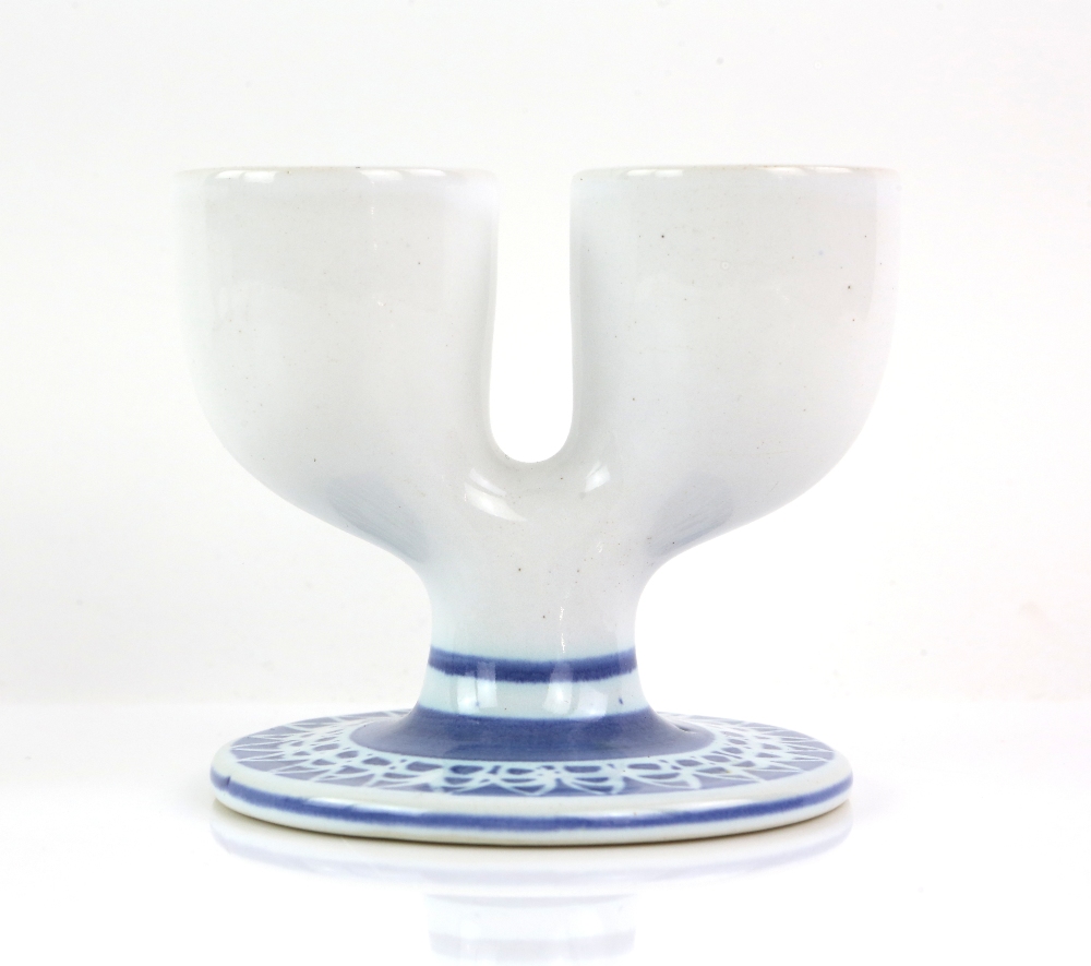 Troika pottery three double egg cups, one stamped 'Troika St. Ives' to base, h9 x w10. - Image 19 of 20