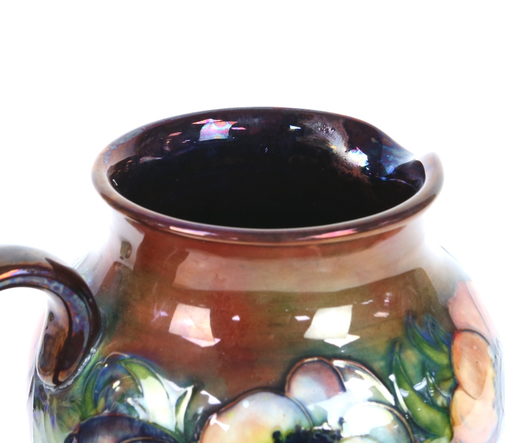 Moorcroft unusual brown flambe lustre glaze anemone jug, h20cm, and solifleur vase with orchid - Image 20 of 26