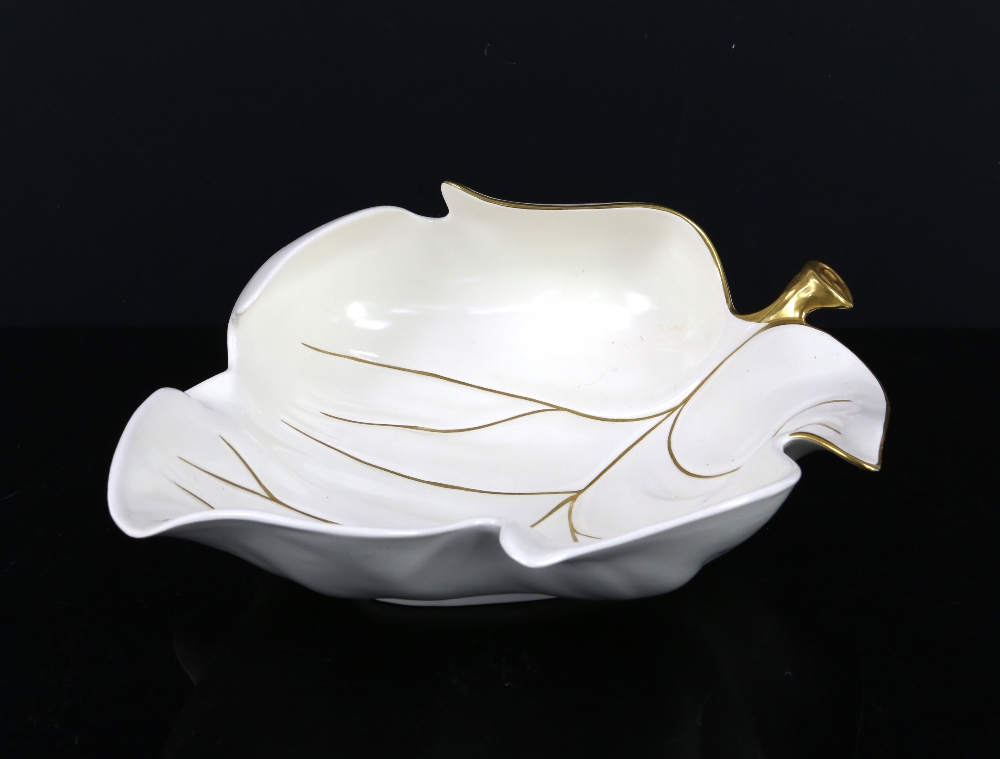 Four Carlton Ware leaf dishes with gilt on cream ground with three spoons - Image 13 of 20