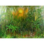 Sandra Francis (Contemporary British), 'Jungle Foliage', acrylic on canvas, monogrammed 'SF' lower
