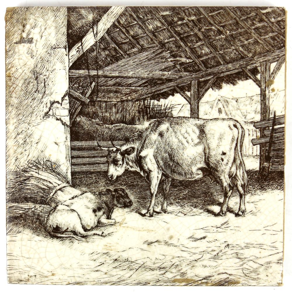 William Wise (1847-1889) for Minton China Works, set of six tiles depicting cattle, - Image 21 of 26