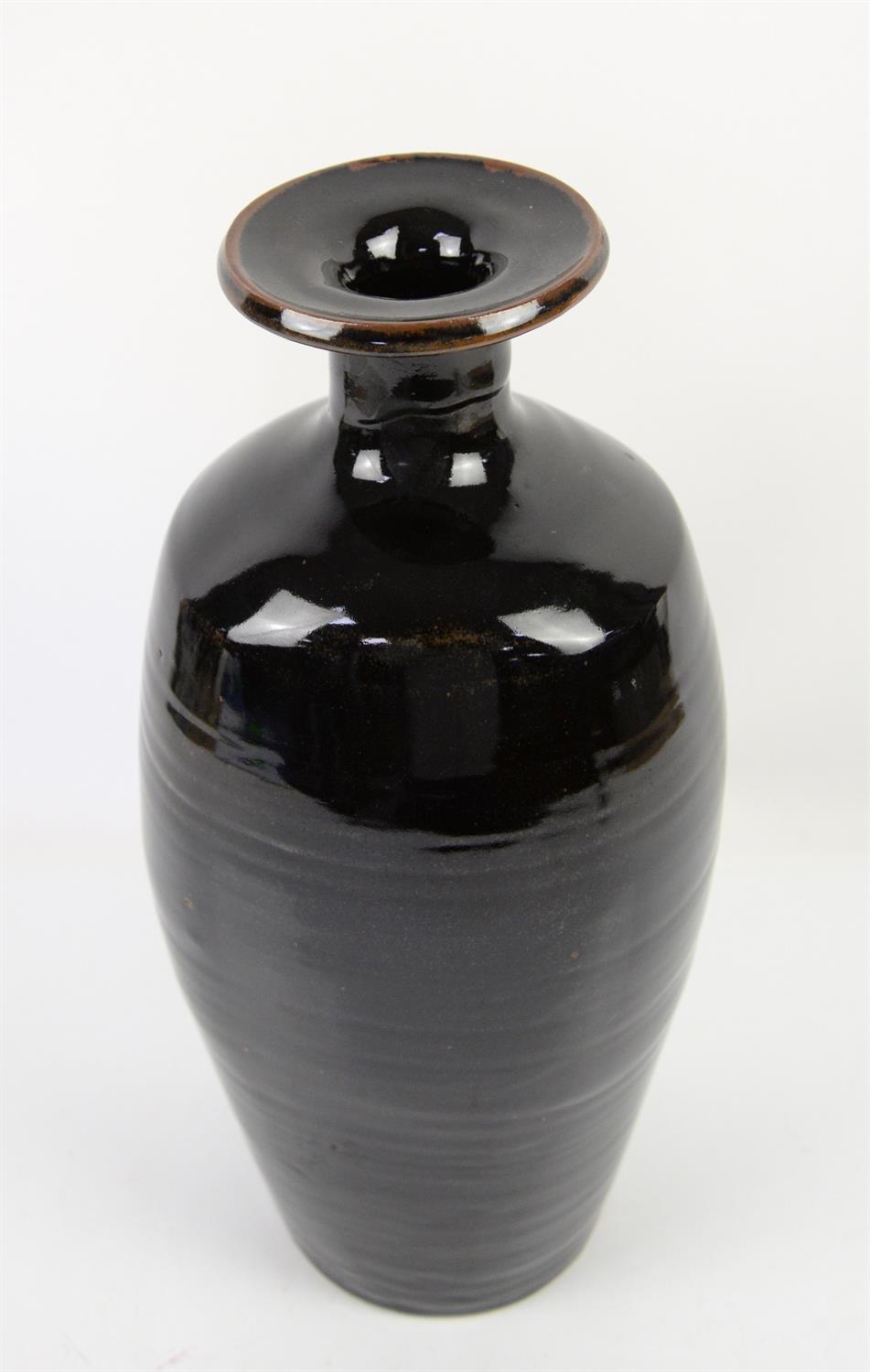 David Leach (British 1911-2005), brown tenmoku glaze studio pottery vase of baluster form with - Image 5 of 6