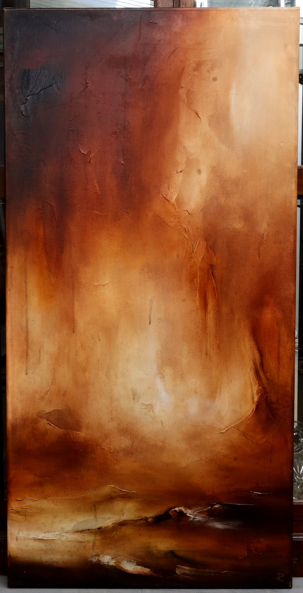 Contemporary British school, 'Burning Shimmer I' and 'Burning Shimmer II', pair of oil on canvases, - Image 18 of 20